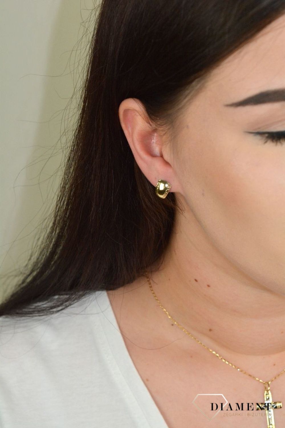 Złote kolczyki grawerowane brzegi blaszek KL 6869A.jpg